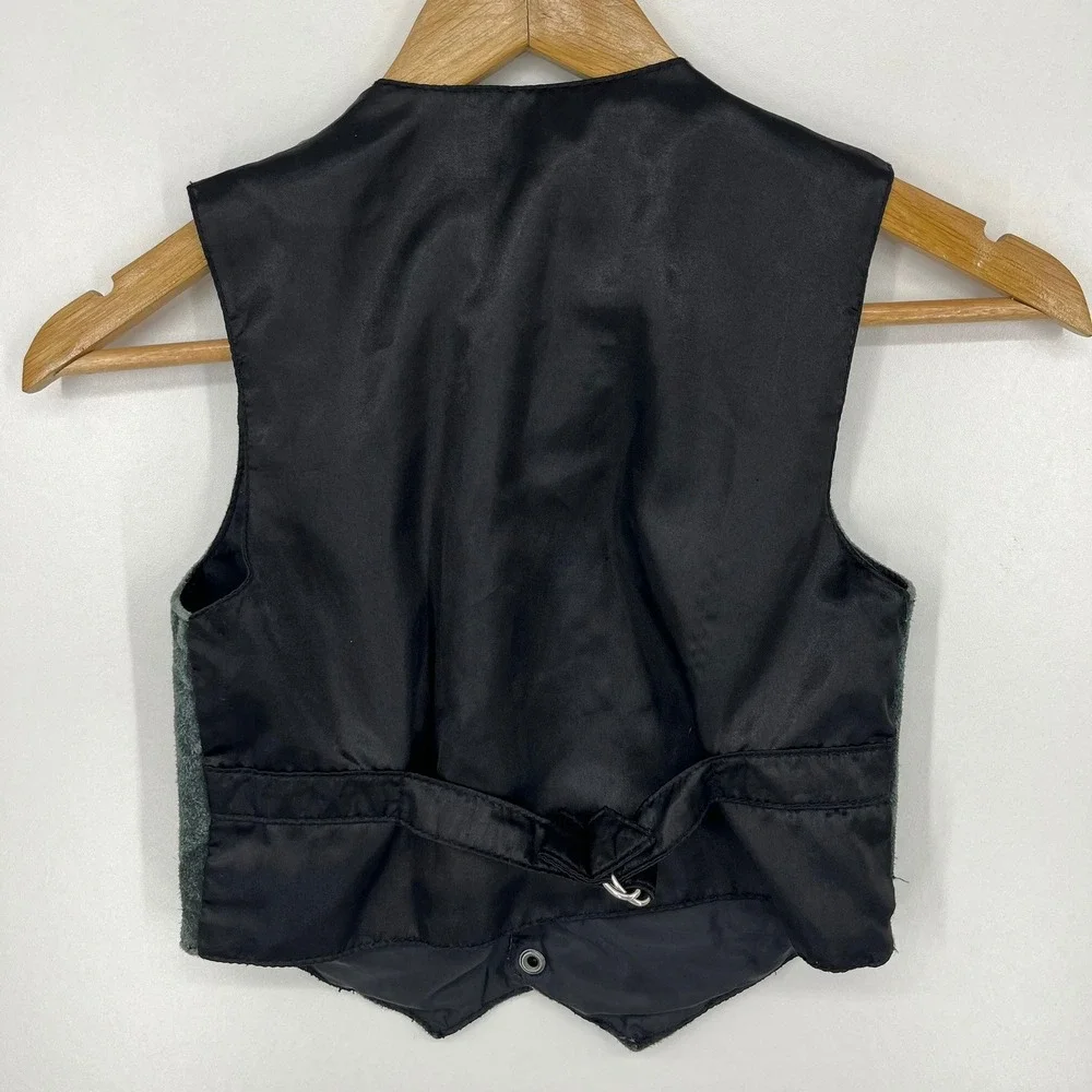 Scully Kids Green Suede Leather Western Vest Silver Tone Button Snap Size S
